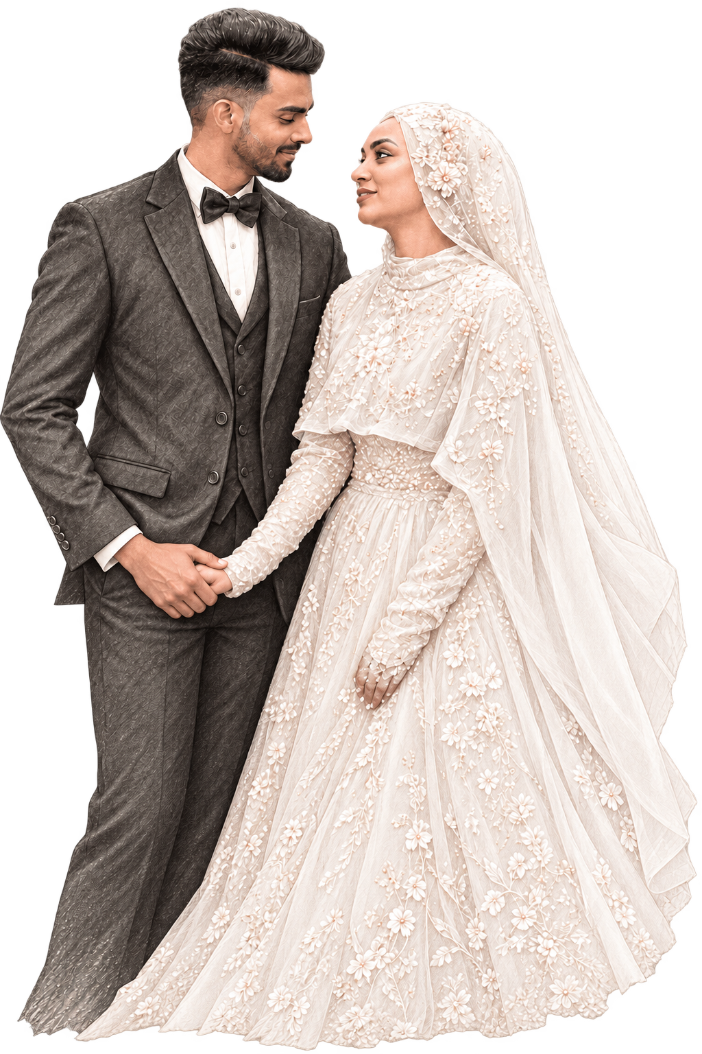 Shefeer and Afna in wedding attire