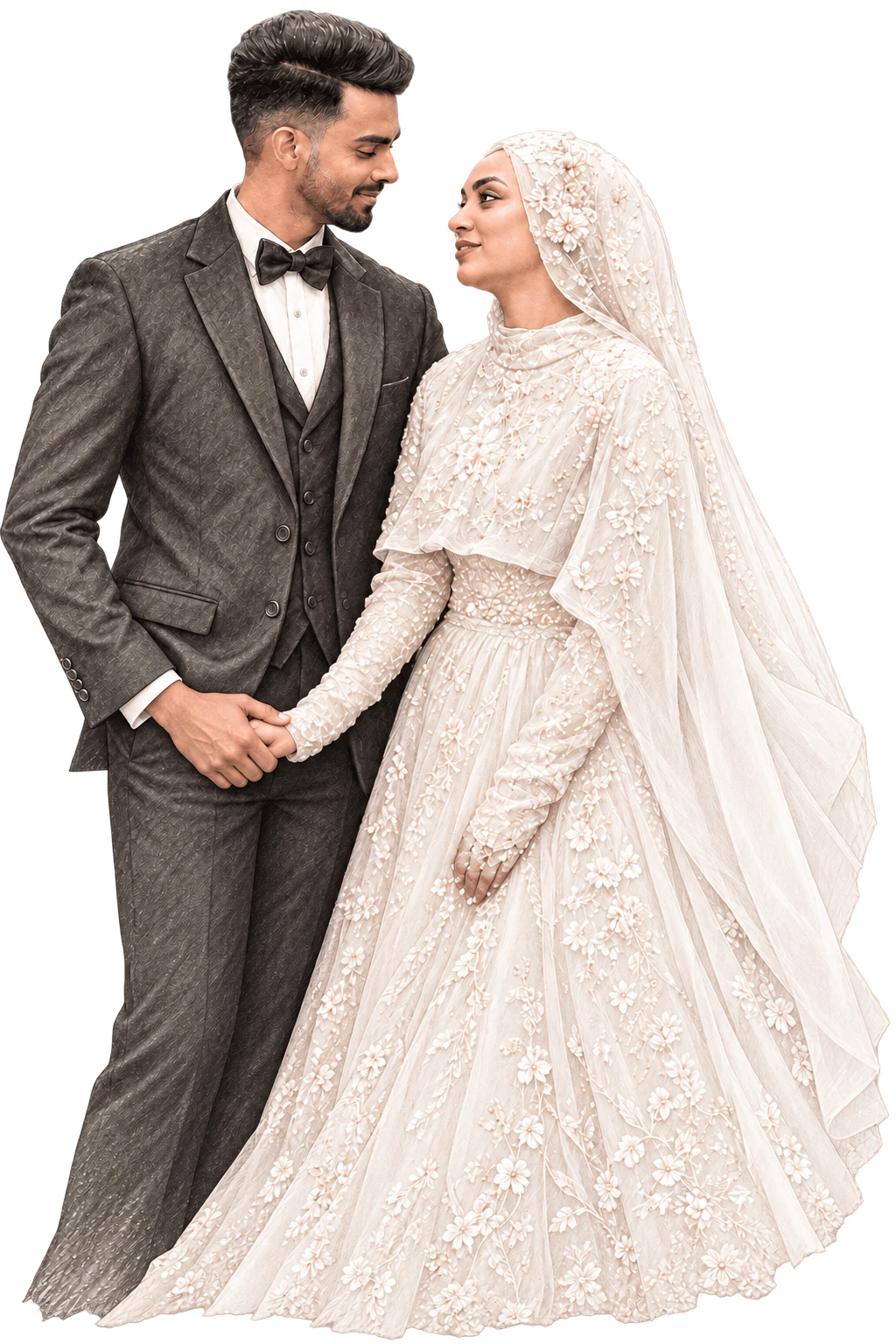 Shefeer and Afna in wedding attire